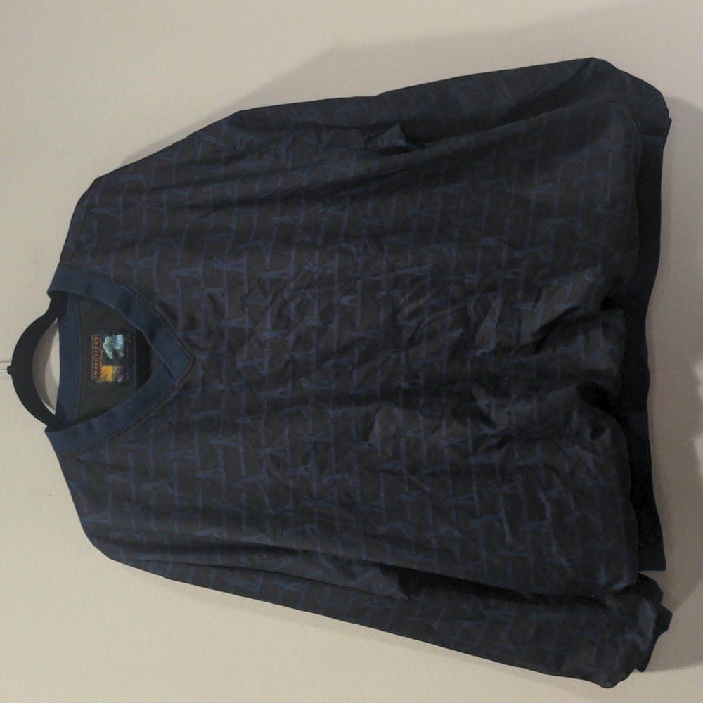 Forrester's Vintage Men's Golf XL Windbreaker Navy Blue Golfer Print V-neck 90s